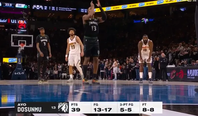 leyu-功臣！多森姆上罚球线两罚全中砍下41分，森林狼主场高喊MVP
